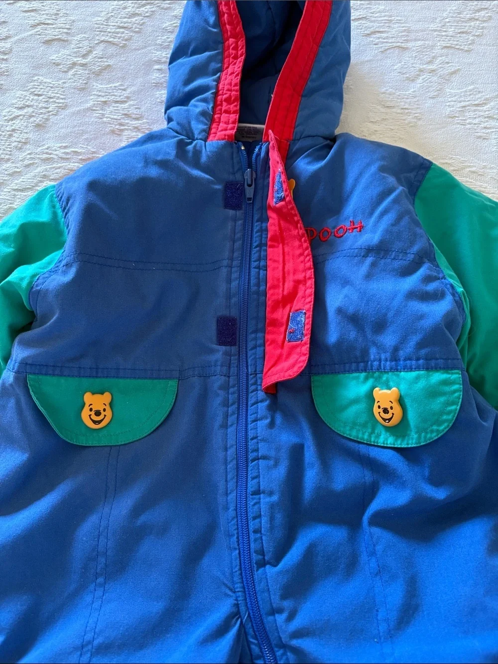 Vintage Pooh Unisex Colorful Snowsuit *Missing Booties*  24mo Damaged